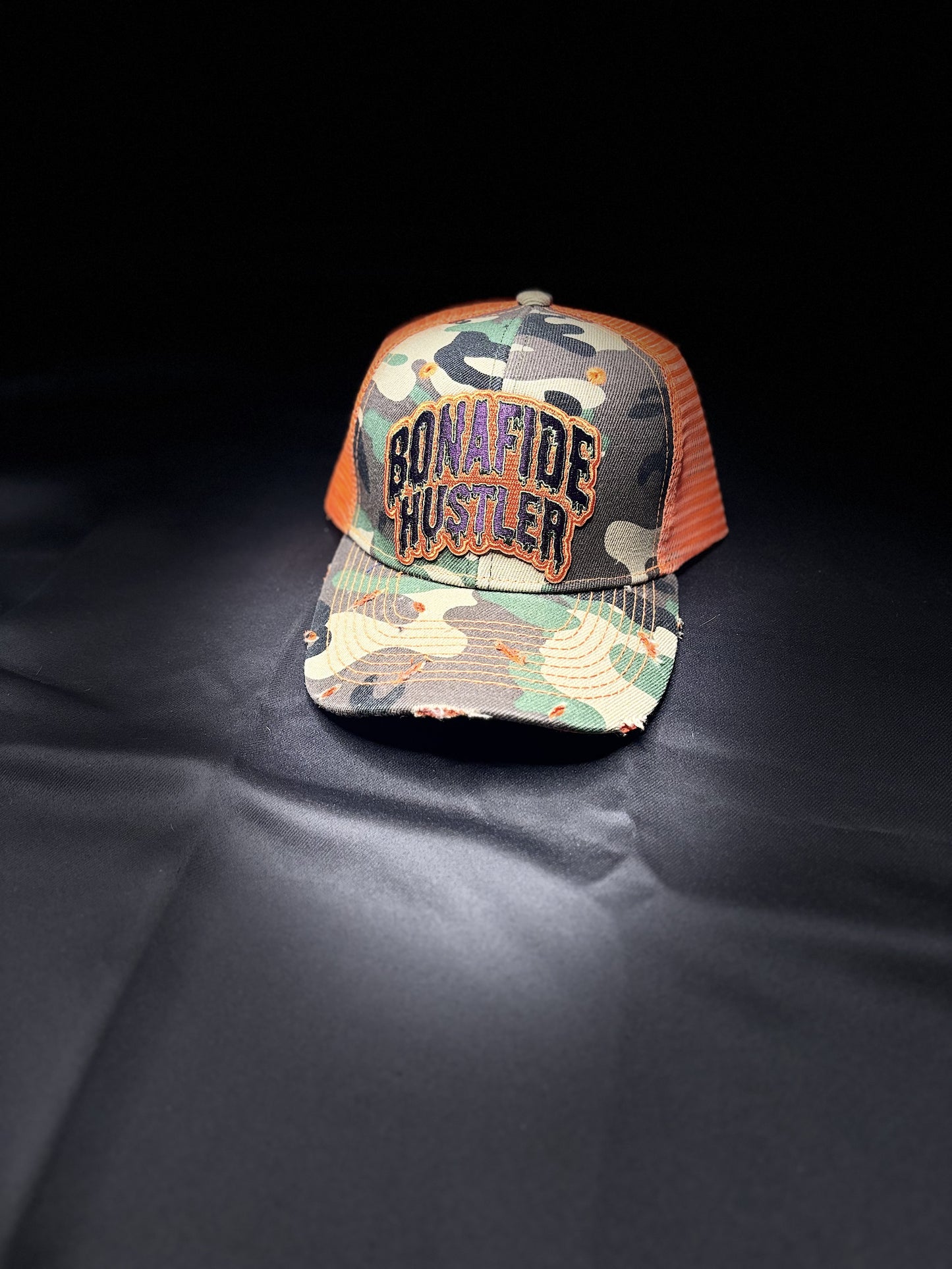 HRN Bonfide Hustler Snapbacks (Camo & Neon Orange)